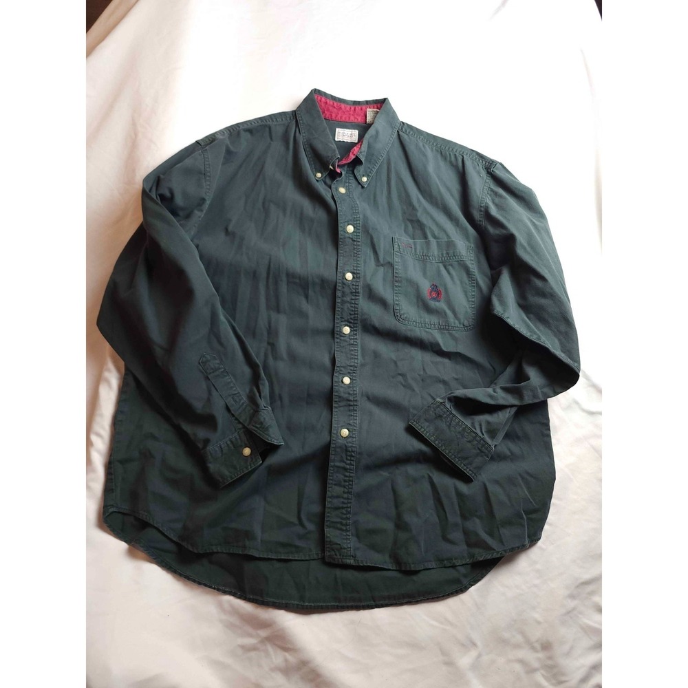 Bugle Boy Company Button Down Shirt Mens Size 2XL‎ Green Woven Vintage Outdoor